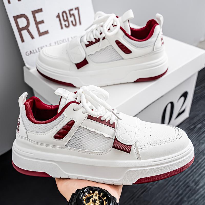 2025 new lace-up summer breathable mesh white shoes sports and leisure fashion trend versatile comfortable board shoes men