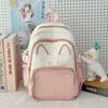 Zaino Gatto Kawaii Ita Bag Grande Capacità Zaino Scolastico in Nylon con Tasca Trasparente per Pin Zaino Anime Carino per Ragazze