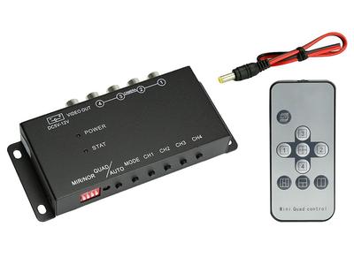 Video Splitter for Car Splits Video Into 4 Switches Between Normal and Mirrored Displays 4 Images On One Displays and Front Cameras All At Once 4-way