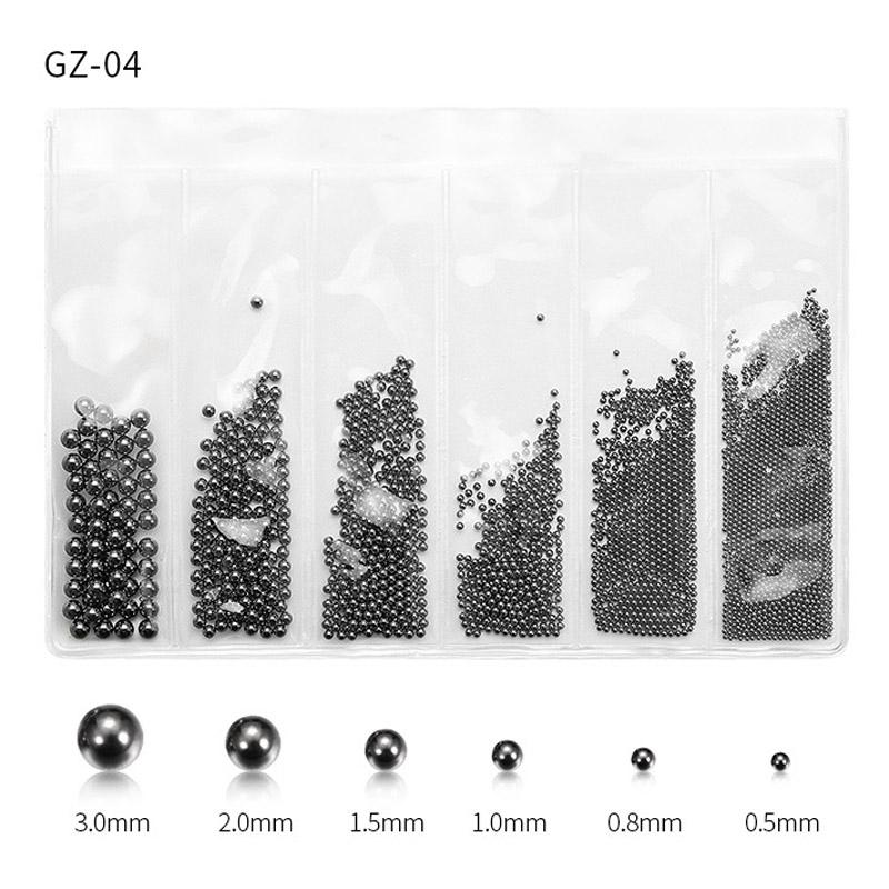 Nail Art Stahlkugel Kaviar 6 Fächer Gold- und Silberperlen Nail Art Dekoration Nail Art Zubehör