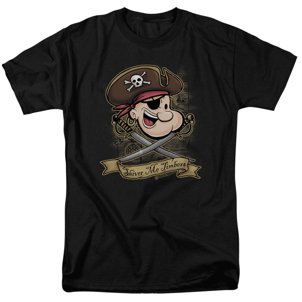 26 Popeye Shiver Me Timbers T Shirt Licensed Comic Book Cartoon Tee Black Unisex T-Shirt XL