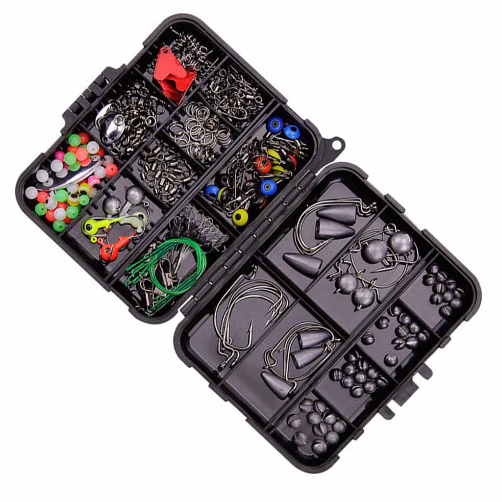 257PCS Fishing Lure Set Metal ABS Corrosion Resistance Anti Winding Fishing Hook Kit for Outdoor with Black Storage Box
