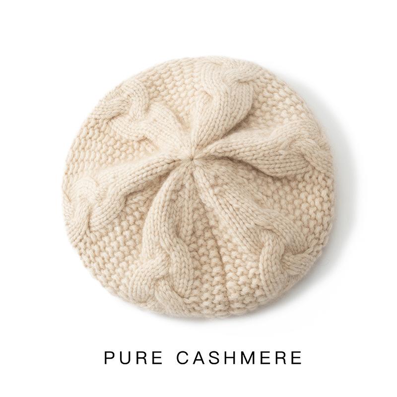 Soft and Waxy Cashmere Autumn and Winter New Style Women s Personalized Cable Large Twisted Fashion Versatile Warm Knitted Hat One size