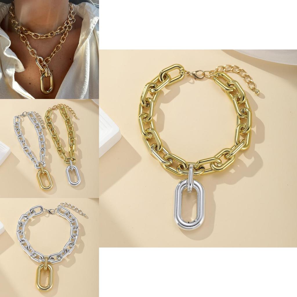 Fashionable Alloy Chain Necklace With Unique U Shape And Geometric Design For Women