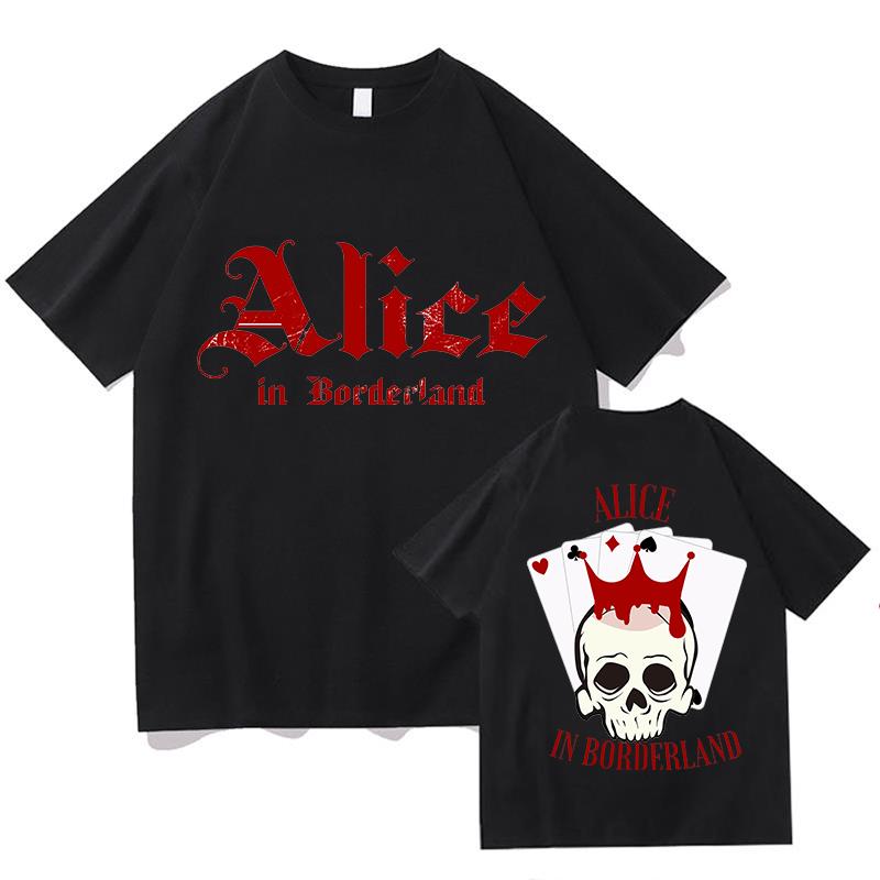 100% Cotton Vintage Alice In Borderlands Tour 2026 T-Shirt Fashion Men/Women Retro Oversize Loose Pure Cotton Clothes Tees Shirt