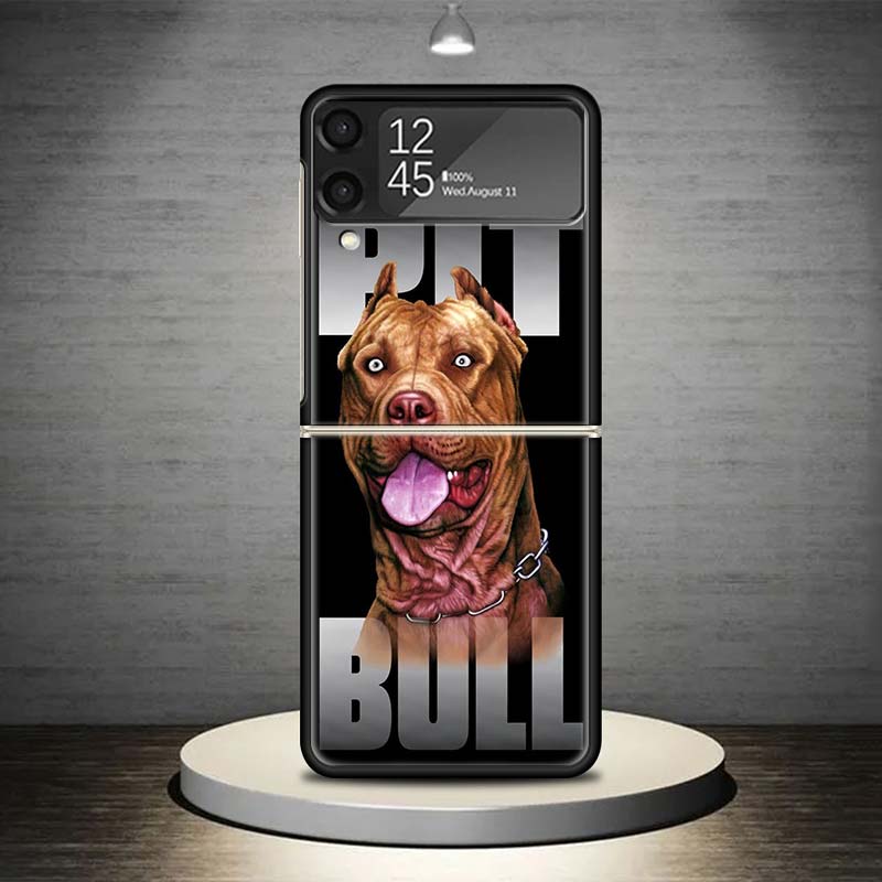 Pit Bull Pet Dog Pitbull Phone Case For Samsung Galaxy Z Flip 7 6 5 4 3 5G Shockproof Cover Z Flip7 Flip6 ZFlip5 Flip3 Flip4 Lux