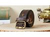 Korean Style Double Pin Buckle Leather Belt for Men - Genuine Cowhide Retro Youth Jeans Waist Belt