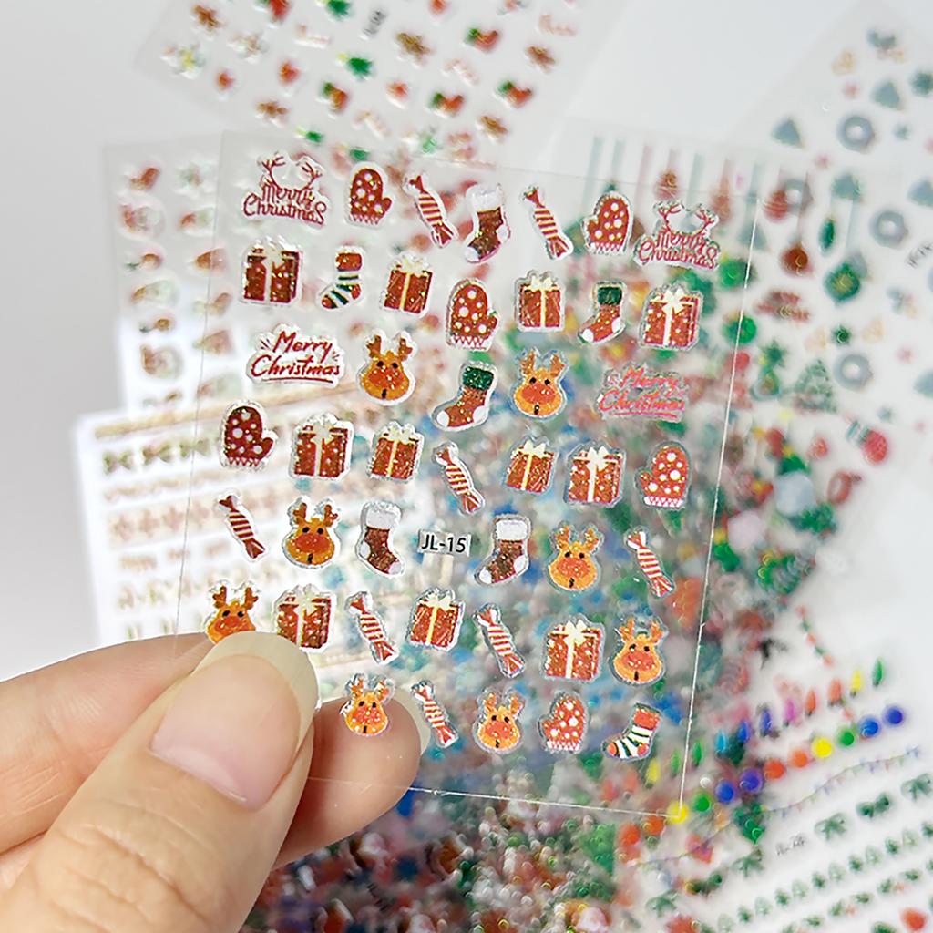30-150pcs wholesales Santa Claus Pattern Nail Art Stickers Cartoon Santa Claus 3D Nail Stickers for Party Nail Art Supplies