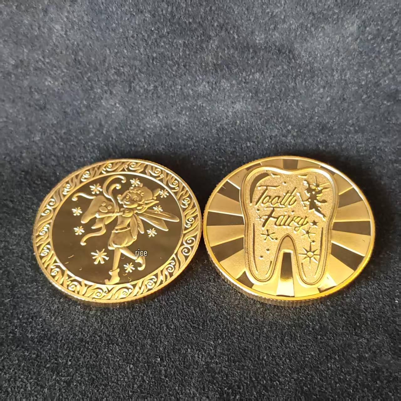 Серия «Зубная фея» Позолоченная детская памятная медаль 40mm x 40mm x 0.25mm