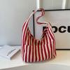 Retro Magnetverschluss Längsstreifen Tasche Tägliche Vintage Pendler Handtasche Leinwand Umhängetasche Mädchen