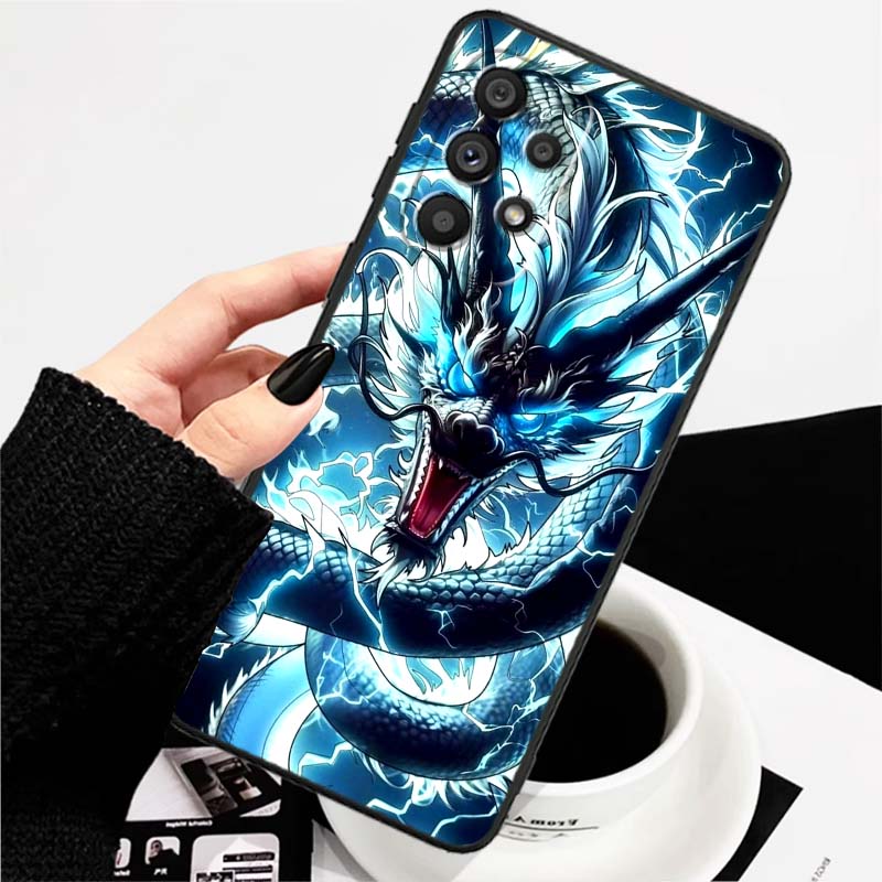 Anime Dragon Design For Samsung A73 A72 A71 A55 A54 A53 A52 A51 A13 A22 A16 A15 A12 A14 A26 A07 5G Black Phone Case