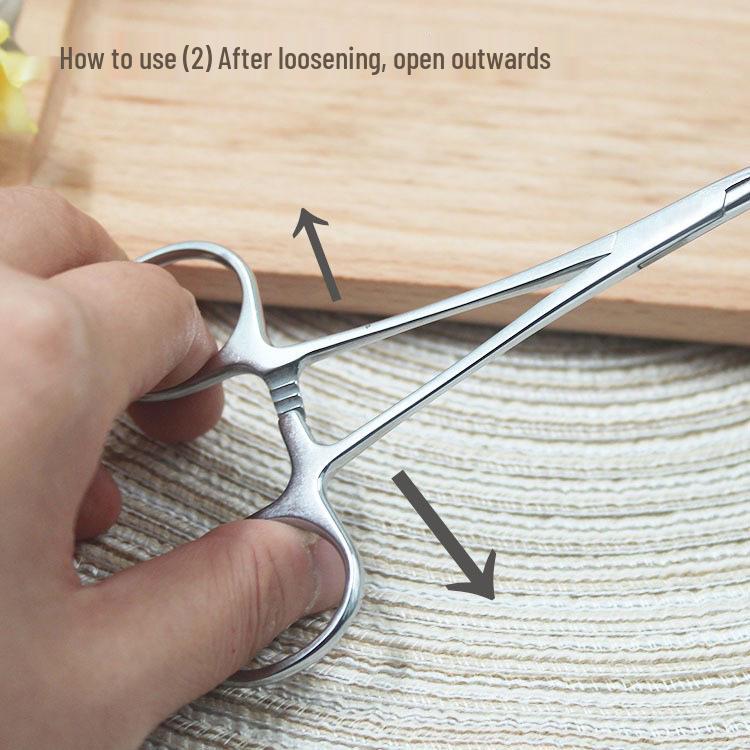 KISS Stainless Steel Pet Hemostatic Forceps: Angled & Straight Heads for Dog Ear Hair Plucking