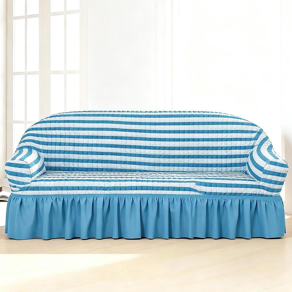 Four Seasons Wind Bubble Gauze Sofa Skirt, Thick & Fully Wrapped, High-End Elastic Cover for Lazy Person