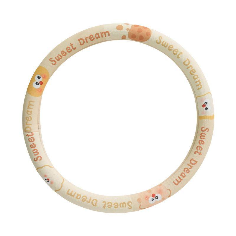 Four Seasons Universal Car Steering Wheel Cover for Women, Cartoon Cheese Biscuit Design, Non-Slip, Sweat-Absorbent, Summer Car Steering Wheel Cover Cheese Biscuit Steering Wheel Cover|38 cm