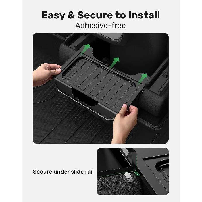 For Tesla Model Y TPE Rear Seat Storage Box Under Air Vent Organizer Backseat Trash Can Garbage Bag Car Interior Accessories