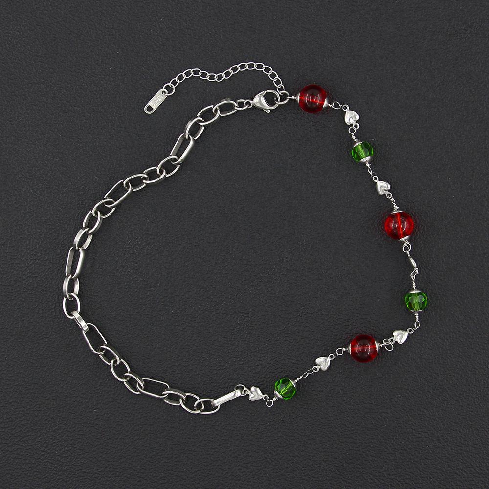 2023 Stylish Handmade Glass Beaded Stainless Steel Necklace for Women - Fresh European & American Design
