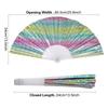 Iridescent Finish Folding Fan Large Size Cooling Fan New Handheld Fan  Summer