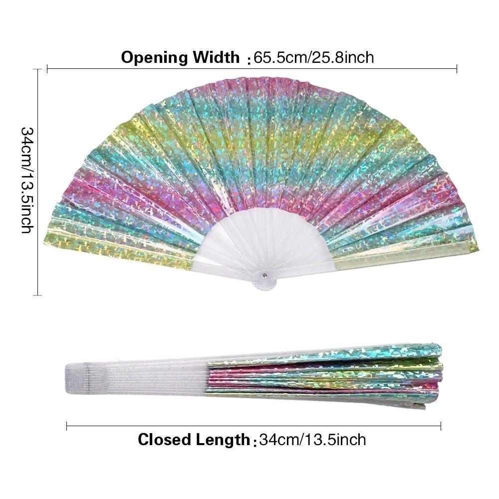Iridescent Finish Folding Fan Large Size Cooling Fan New Handheld Fan  Summer