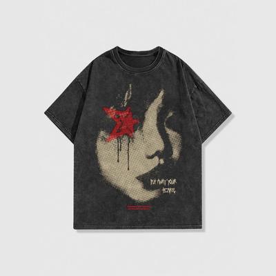 Retro Wash Water for Old Short-sleeved T-shirt for Men In Summer New Round Neck Straight Drop Rotator Sleeve T-shirt for Men