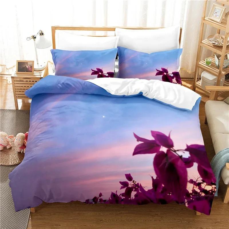 Print White Dandelion Sunflower Bedding King  Bedroom Quilt Cover Set Black Blue Duvet Set Pillowcases Decorative Set
