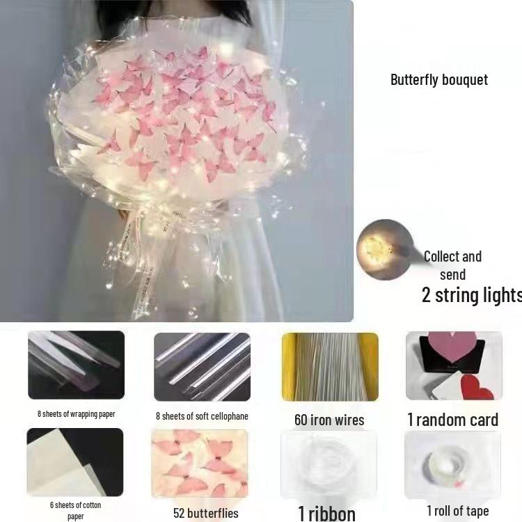 Valentine's Day DIY Simulation Butterfly Bouquet Kit - Handmade Gift with High-End Feel