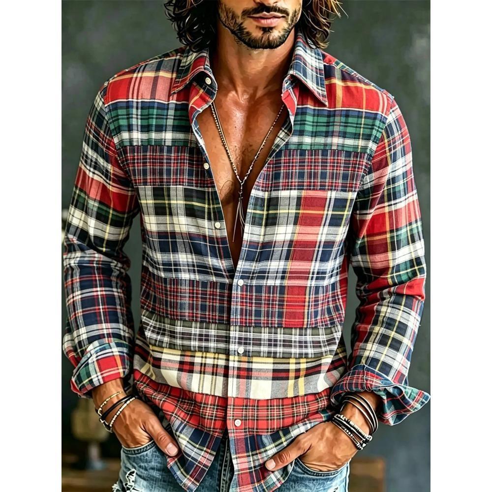 Camisa de hombre con estampado artístico 3D estilo lino retro casual manga larga solapa top moderno y cómodo nueva camisa de talla grande