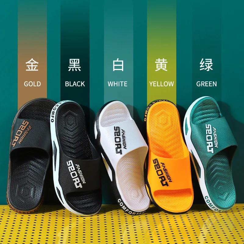 Summer Men's Slippers Thick Platform Alphabet Beach Sandals Non-slip Flat Zapatos Hombre Casual Shoes Women Flip Flops Slippers