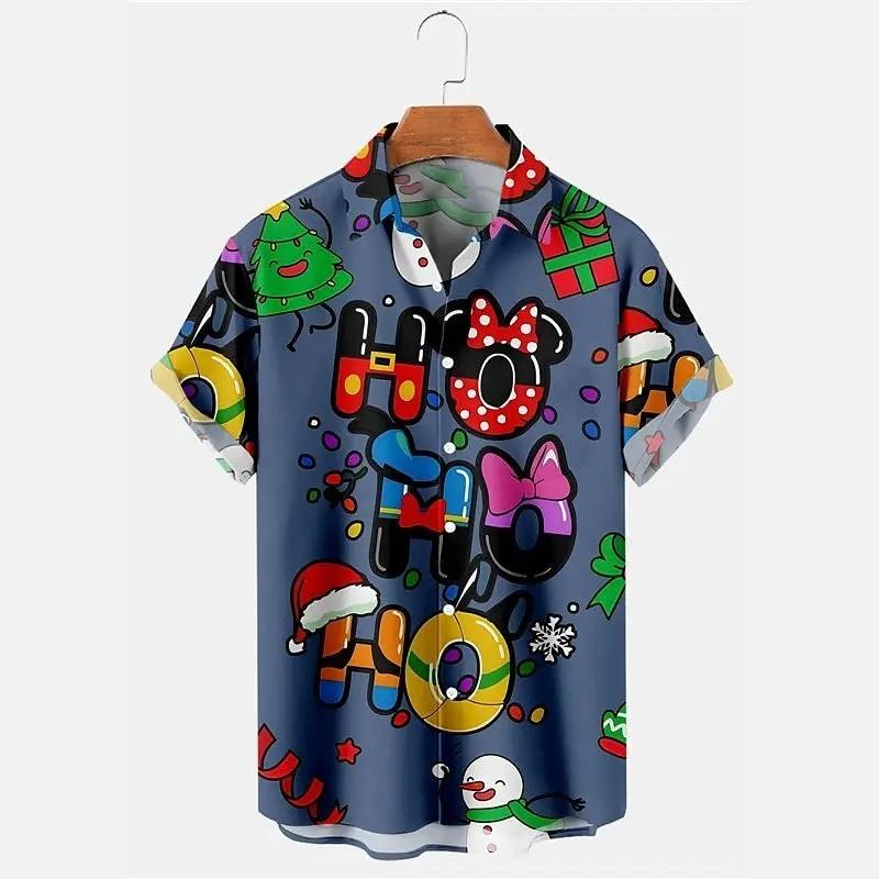 Camicia Casual Natalizia Stile Hawaiano Cardigan da Uomo per Capodanno Camicia a Maniche Corte Camicia da Uomo alla Moda