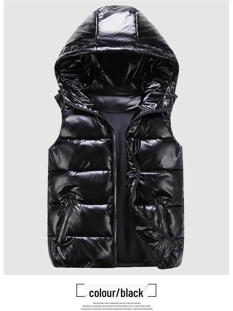 2024 Modische glänzende Baumwollweste für mittelgroße bis große Kinder & Partnerlook für Eltern und Kind Schuluniform Ärmellose Jacke