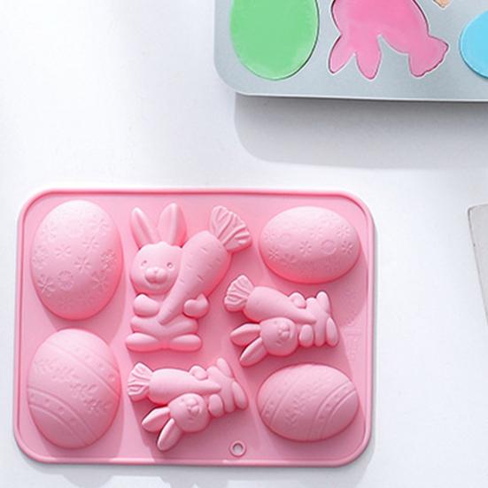 Easter Silicone Baking Mold 4 Egg 3 Bunny Shaped Flexible Non-Stick Cake Mold Chocolate Jelly Ice Cream Dessert Mold