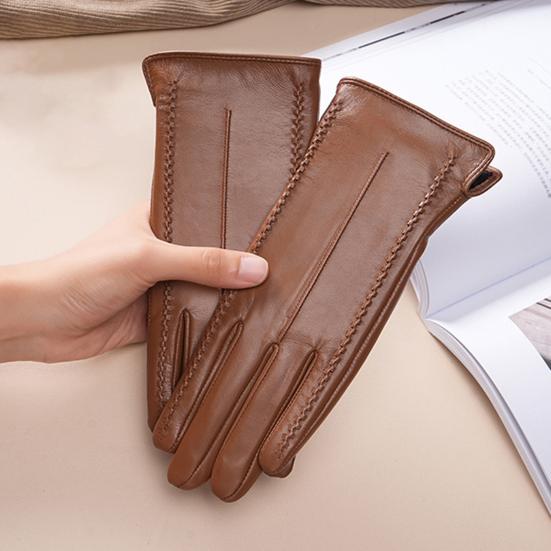 1 Paar Damen Handschuhe Kunstleder Touchscreen Vollhand Warme Winterhandschuhe Verdicktes Weiches Futter Reise Ski Handschuhe