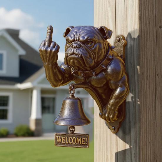 French Bulldog Welcome Door Bell Vintage Resin Dog Head Doorbell