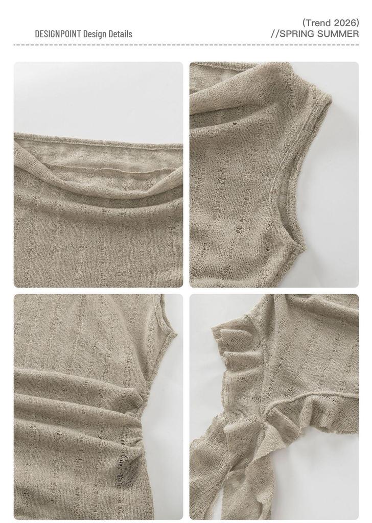 HeyHenry Ribbed Waist-Cinching Pleated Vest - American Style Sleeveless Top for Women