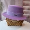 Flat Top Hat Women's Summer Vacation Seaside Panama Hat Flat Edge French Beach Hat Braided Sunshade Sunscreen Top Hat