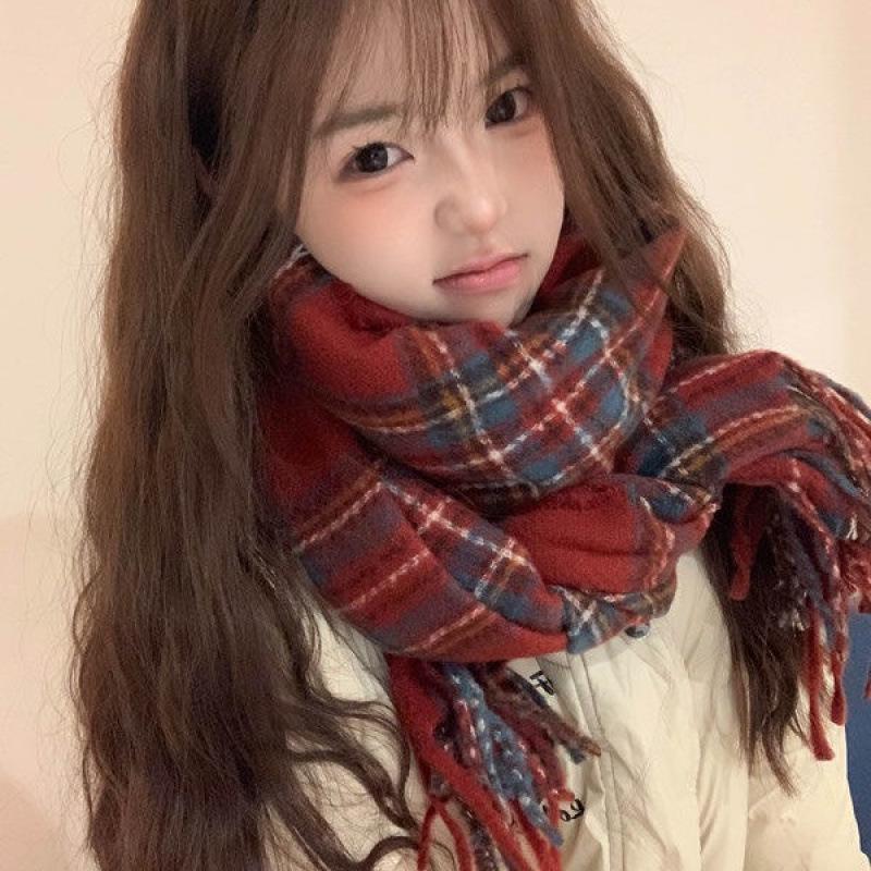 Versatile Red Plaid Scarf: Imitation Cashmere, Unisex, Autumn/Winter Style, Cozy Warmth for All