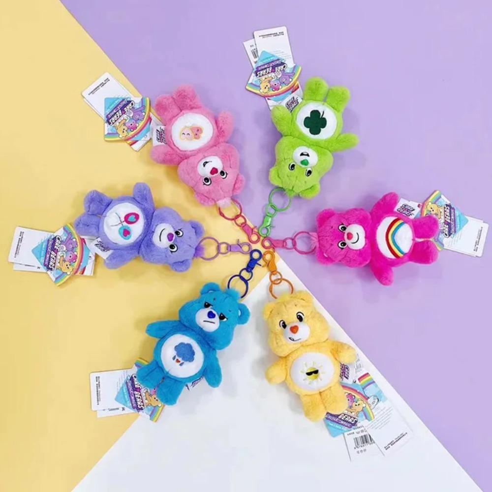New Genuine Love Bear Doll Plush Pendant Colorful Book Bag Hanging Decoration Rainbow Festival Cuddly Stuffed Fluffy Huggable Kawaii Comfort Adorable