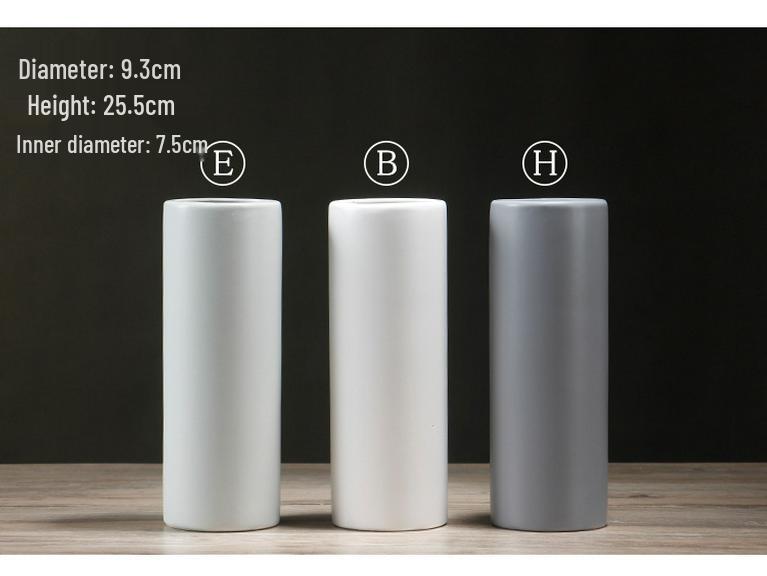 Nordische Weiße Matte Keramik Zylindrische Vase - Minimalistische Heimdeko für Frische/Trockenblumen