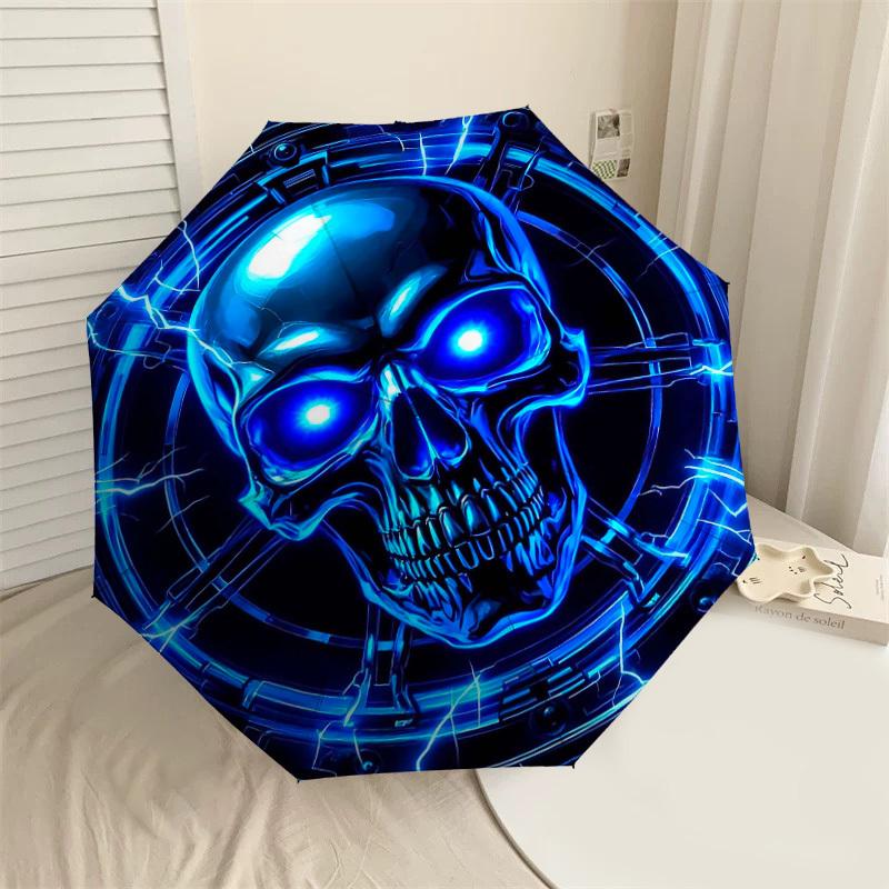 

1PC Cyberpunk Skull Umbrella-8-Rib Reinforced Portable Folding Travel Suitable for All Seasons Outdoor Daily Use-H0366