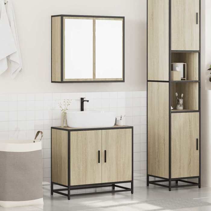 VidaXL Ensemble De Meubles De Salle De Bain 2 Pcs Chêne Sonoma, Armoire De Rangement, Armoire De Bain, Meuble De Toilette 3300886