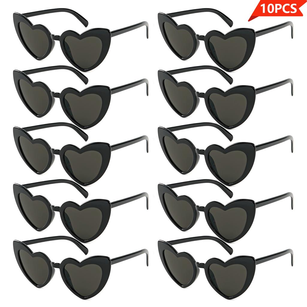 10Pcs  Style Cute Sunglasses Cat Eye Love Heart Shape Frame Sunglasses For Party Decors Photography Props