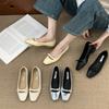 2025 Korean Version of the New Gentle Fairy Wind Round Head Shallow Mouth Bow Flat Bottom Ladyshoes Grandma Single Shoes