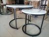 White Nesting Coffee Table 2-Piece Set, 60cm Metal Frame Round Coffee Table, Suitable for Living Room, Bedroom, Balconies, Patios, Offices, Small Room