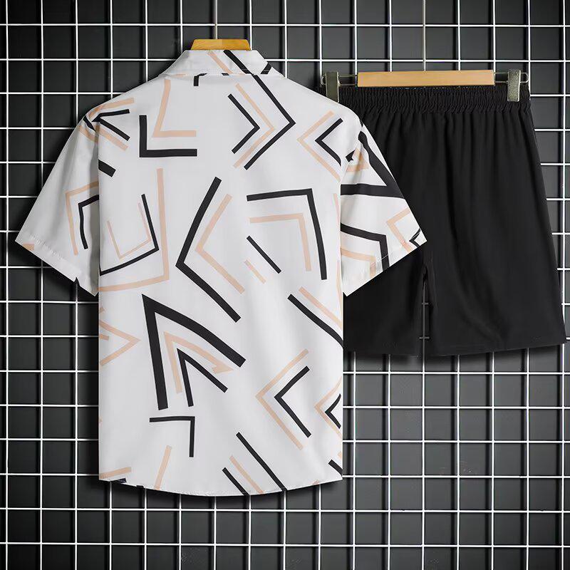 Men's Quick-Dry Hawaiian Floral Beach Set: Short-Sleeve Shirt & Shorts Couple's Matching Outfit