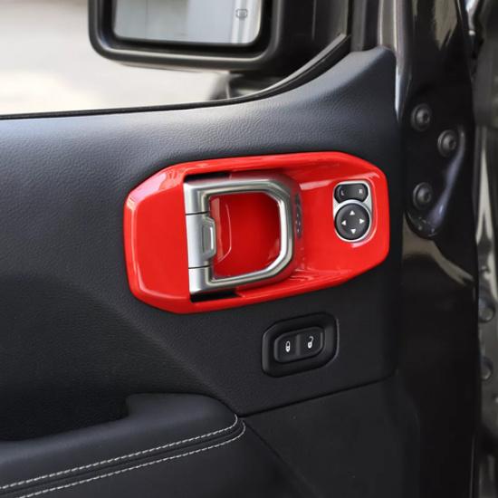 For Jeep Gladiator JT/JL 18-2025 ABS Red Inner Door Handle Bowl Panel Cover Trim