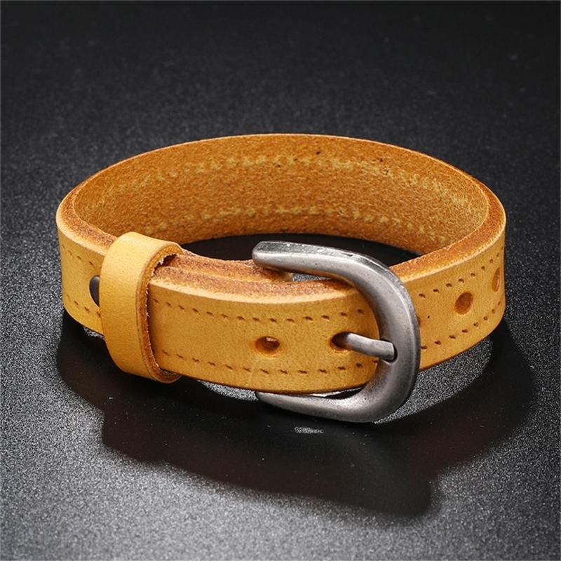 Handmade Beaded Bracelet Leather Bracelet Fashion Wrist Accessory Stylish Daily Wear Bracelet Leather Texture for Man