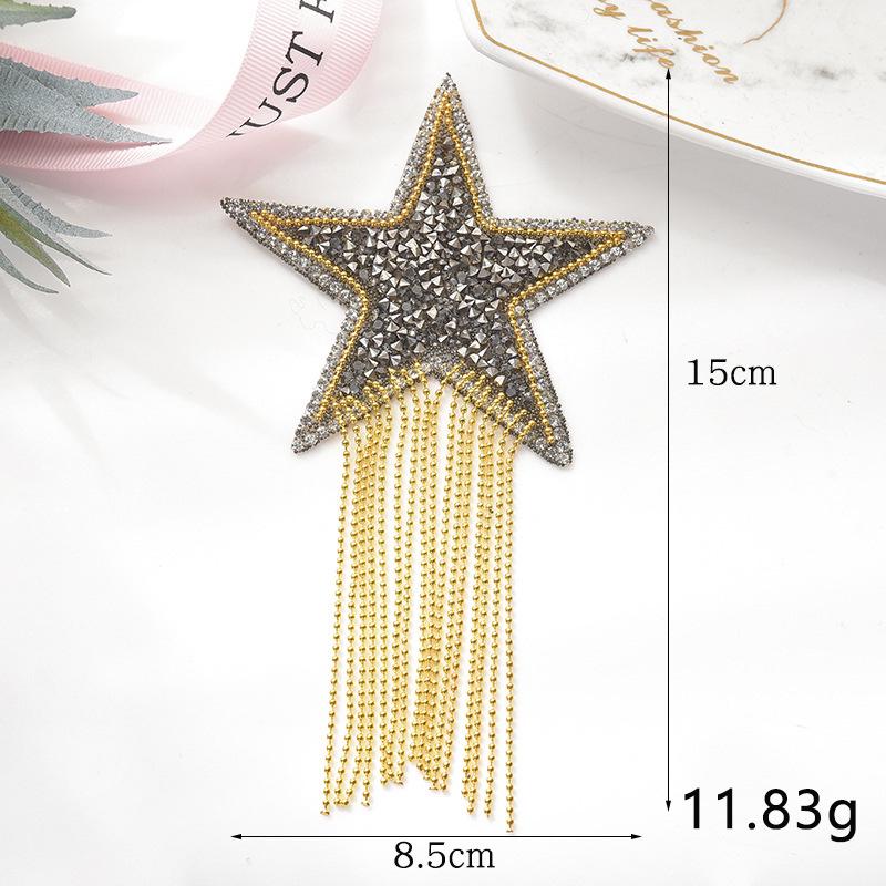 Colorful Tassel Cloth Patch with Diamond Star Design and Hot Melt Adhesive