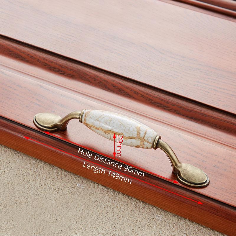 NAIERDI Antique Bronze Ceramic Cabinet Handles Zinc Alloy Drawer Knobs Wardrobe Door Handles Morning Glory European Handle