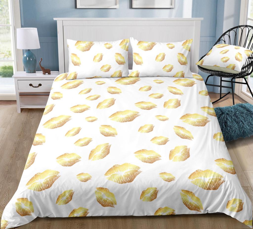 Valentine's Day Home Bedding Set Couple Quilt Cover Pillow Case Home Bedding Set AU/EU/US Full Size Single/Double Bed