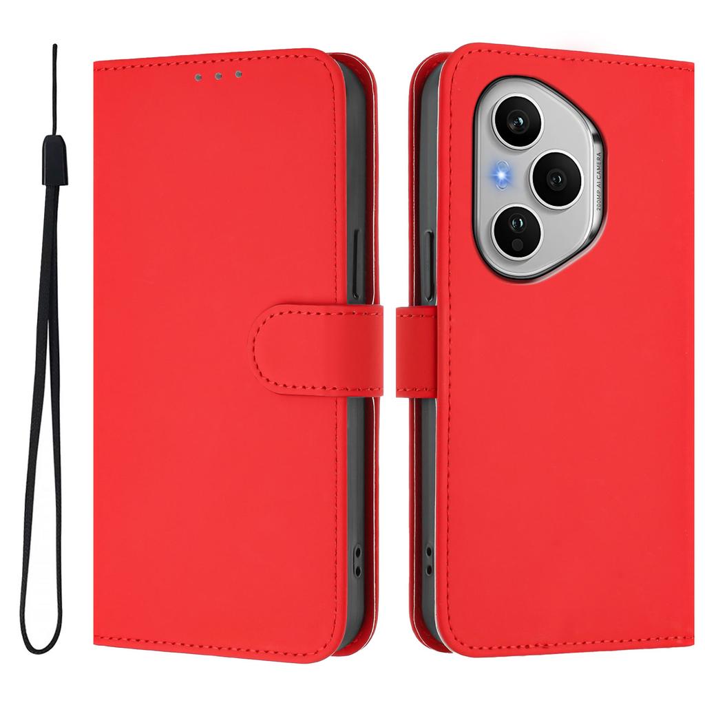 For Honor 400 Pro 5G (Global) Case Solid Color Wallet Leather Phone Cover with Strap