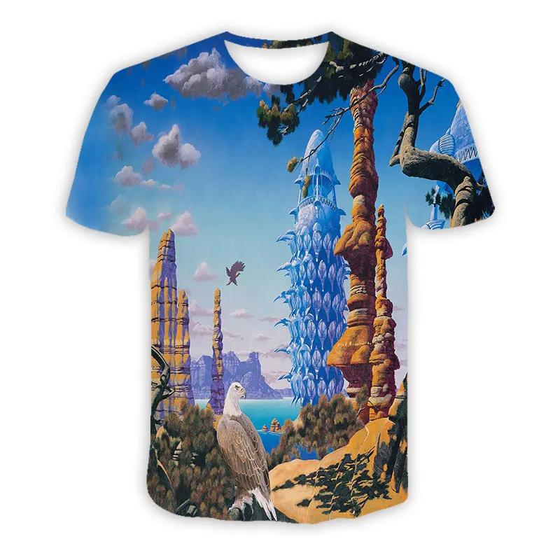 

YES Band 3D-друк Спортивна Дихаюча Швидкосохнуча Чоловіча Футболка Рок Хіп-Хоп Панк Хеві Метал Повсякденна Вулична Мода Коротка Рукава Верх 4XL